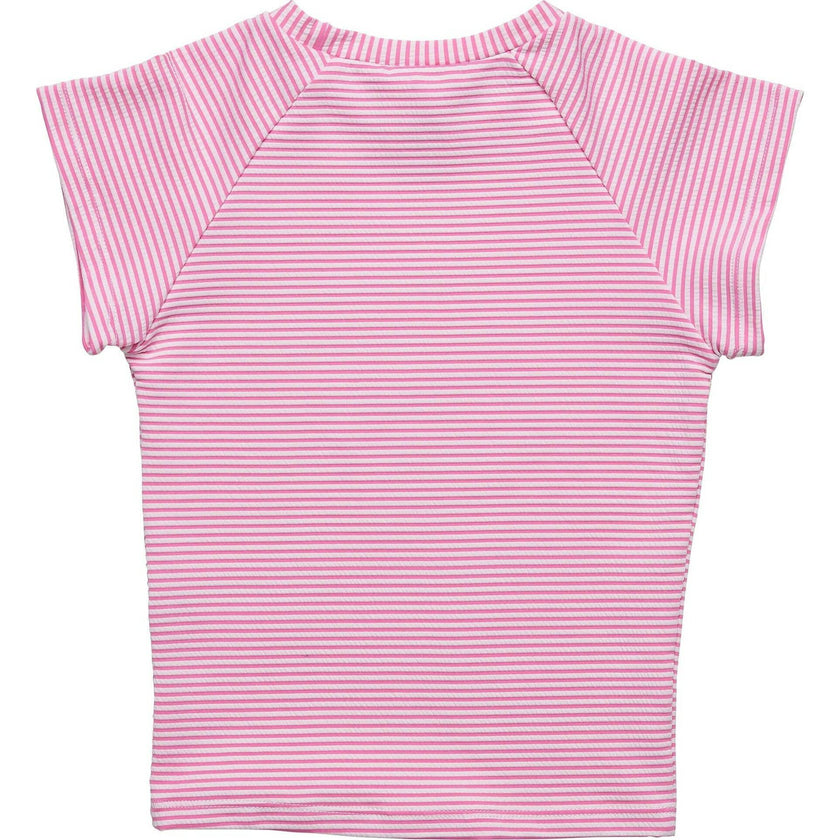 Raspberry Stripe SS Rash Top