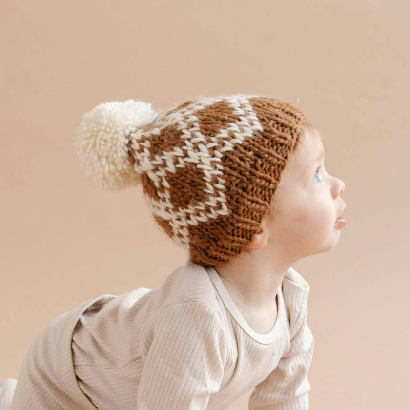 Diamond Faire Isle Hat - Walnut