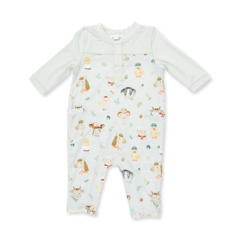 Baby Farm Faces - Romper with Contrast Sleeves