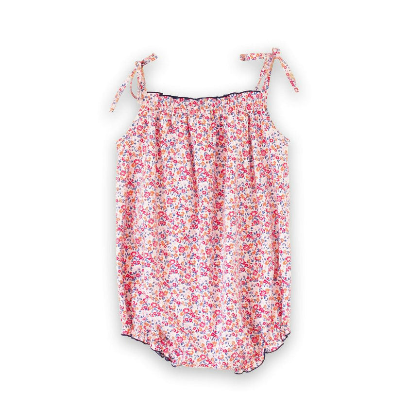 Baby Romper with Smocked Neck