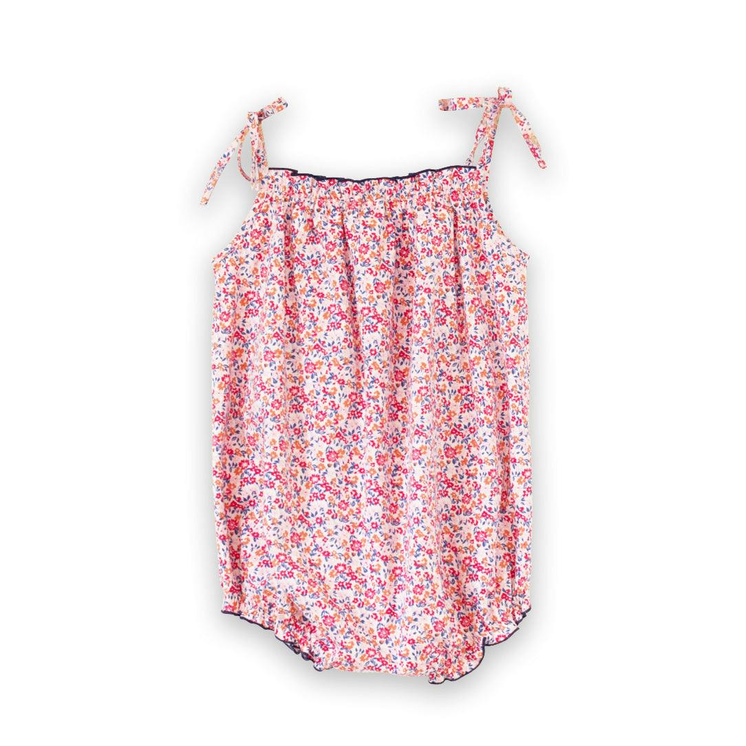 Baby Romper with Smocked Neck