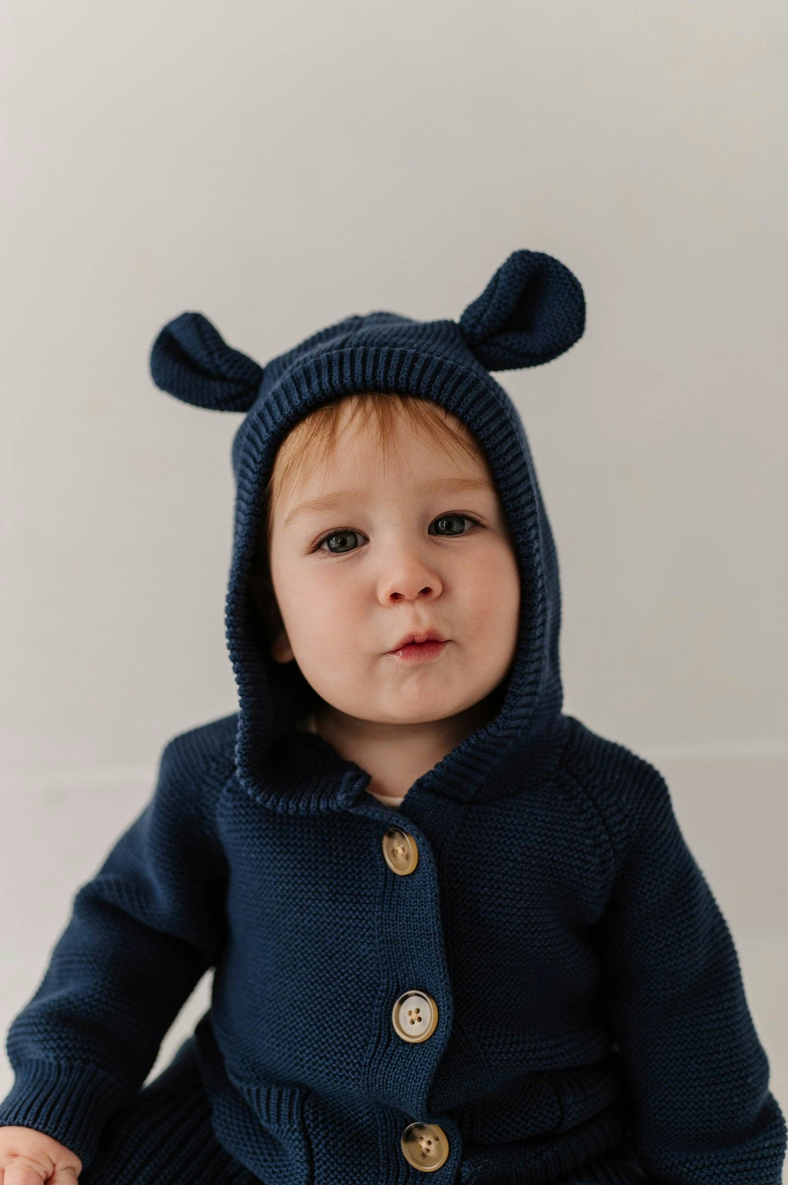 Knit Hoodie in Navy