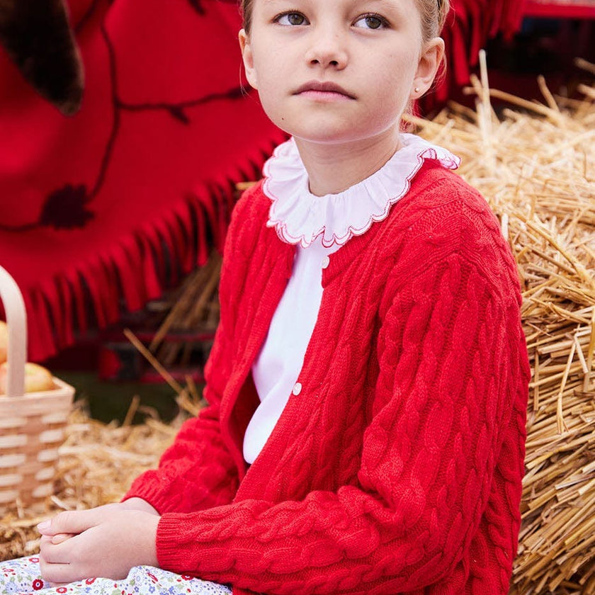 Classic Cashmere Blend Cardigan - Red