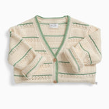 Striped Pointelle Knitted Cardigan