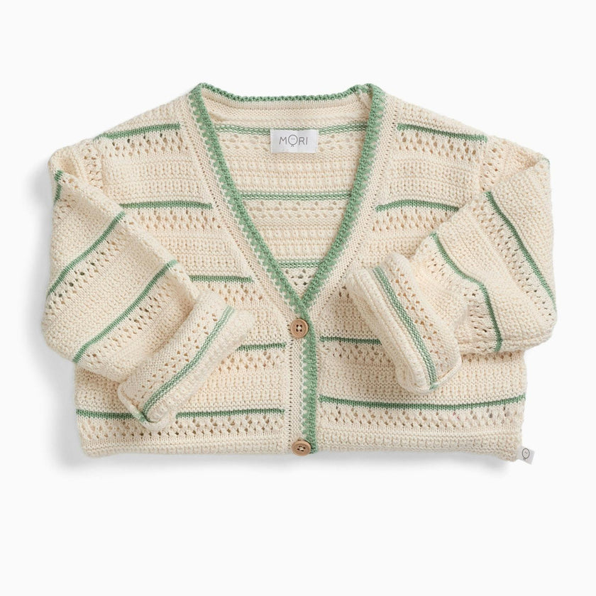 Striped Pointelle Knitted Cardigan