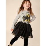 Tiered Elastic Waistband 2-Tiered Mini Tulle Skirt, Black