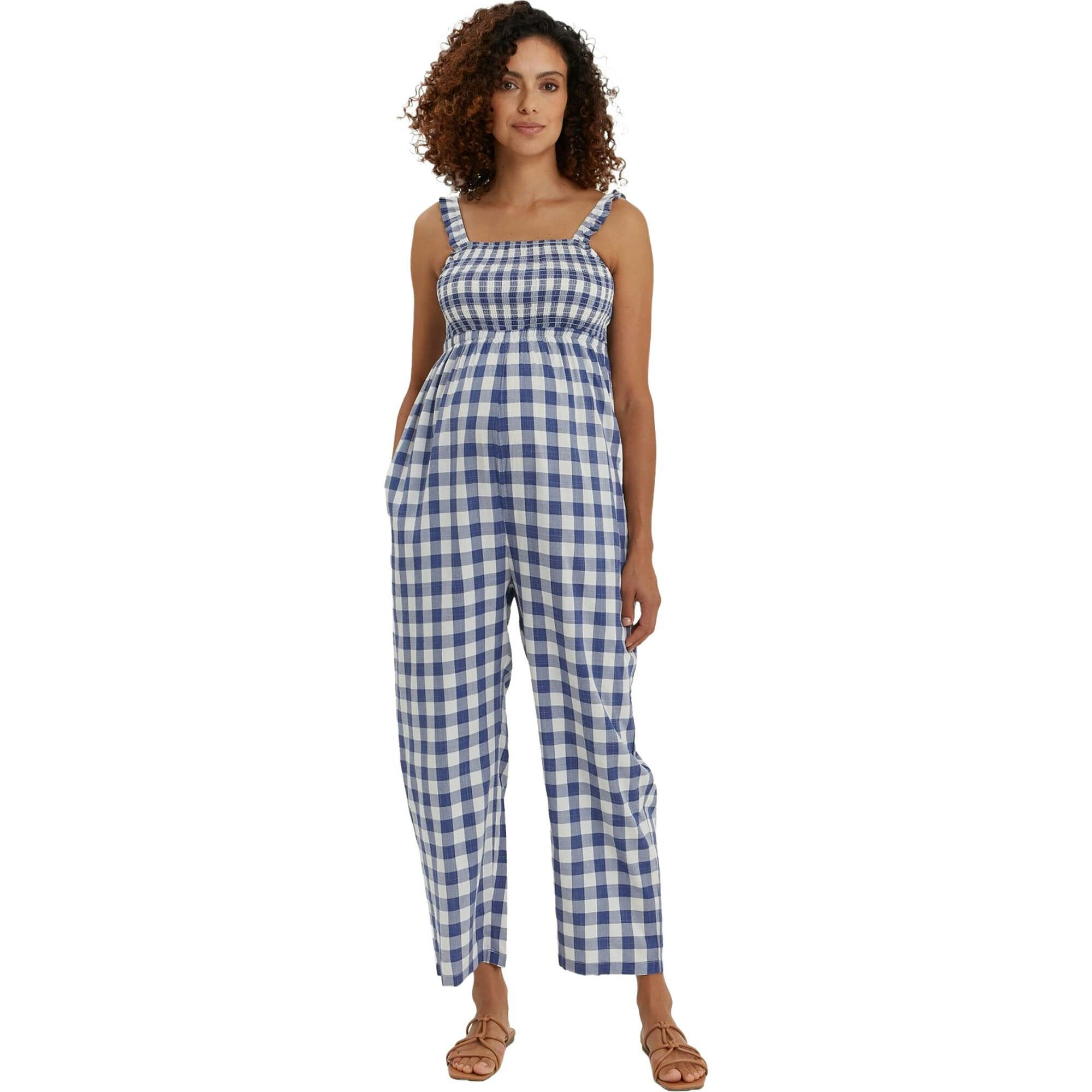 Women's Maternity Marais Smocked Bust Sleeveless Strap Jumpsuit