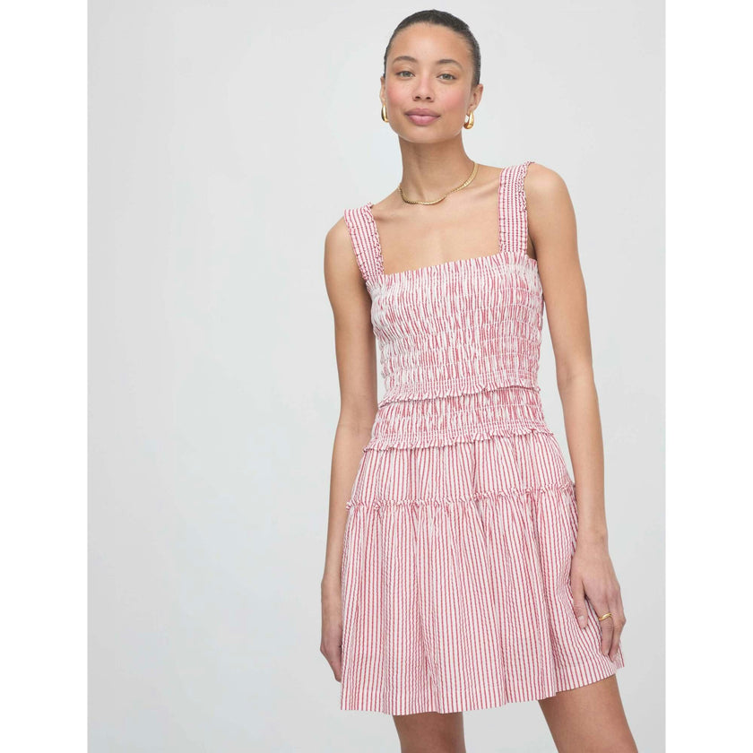 The Azalea Mini Nap Dress - Red Ticking Stripe