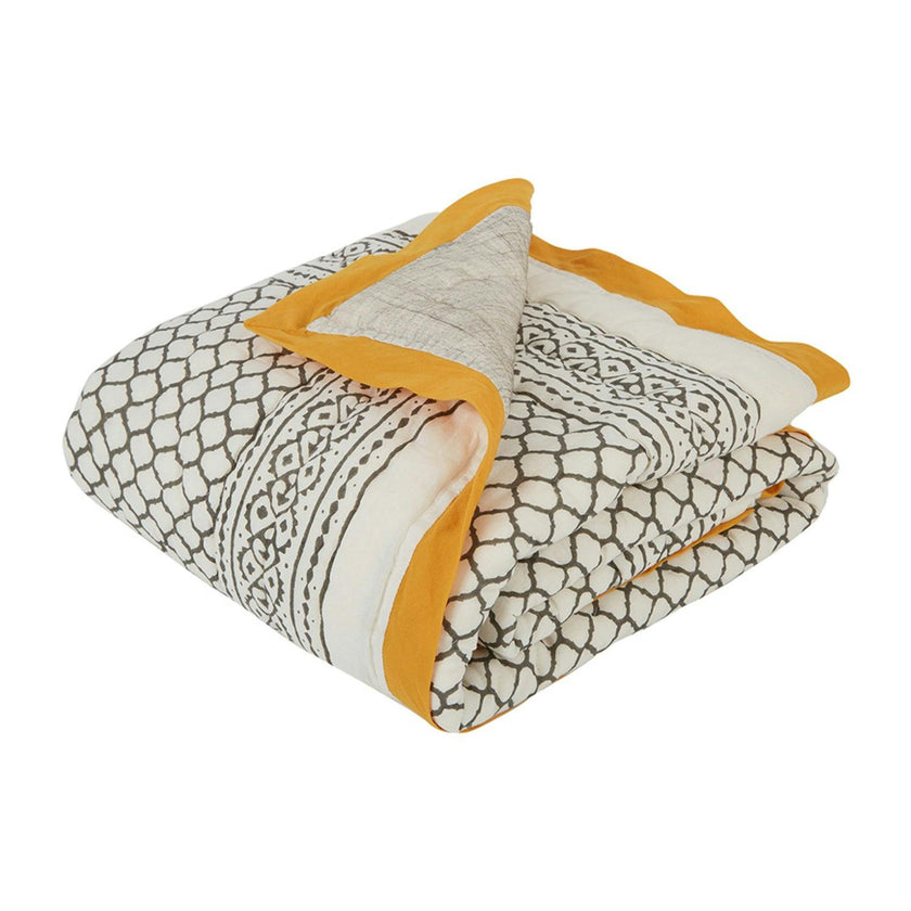 Block-Printed Cotton Crib Quilt