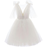 White Aspen Tulle Bow Dress