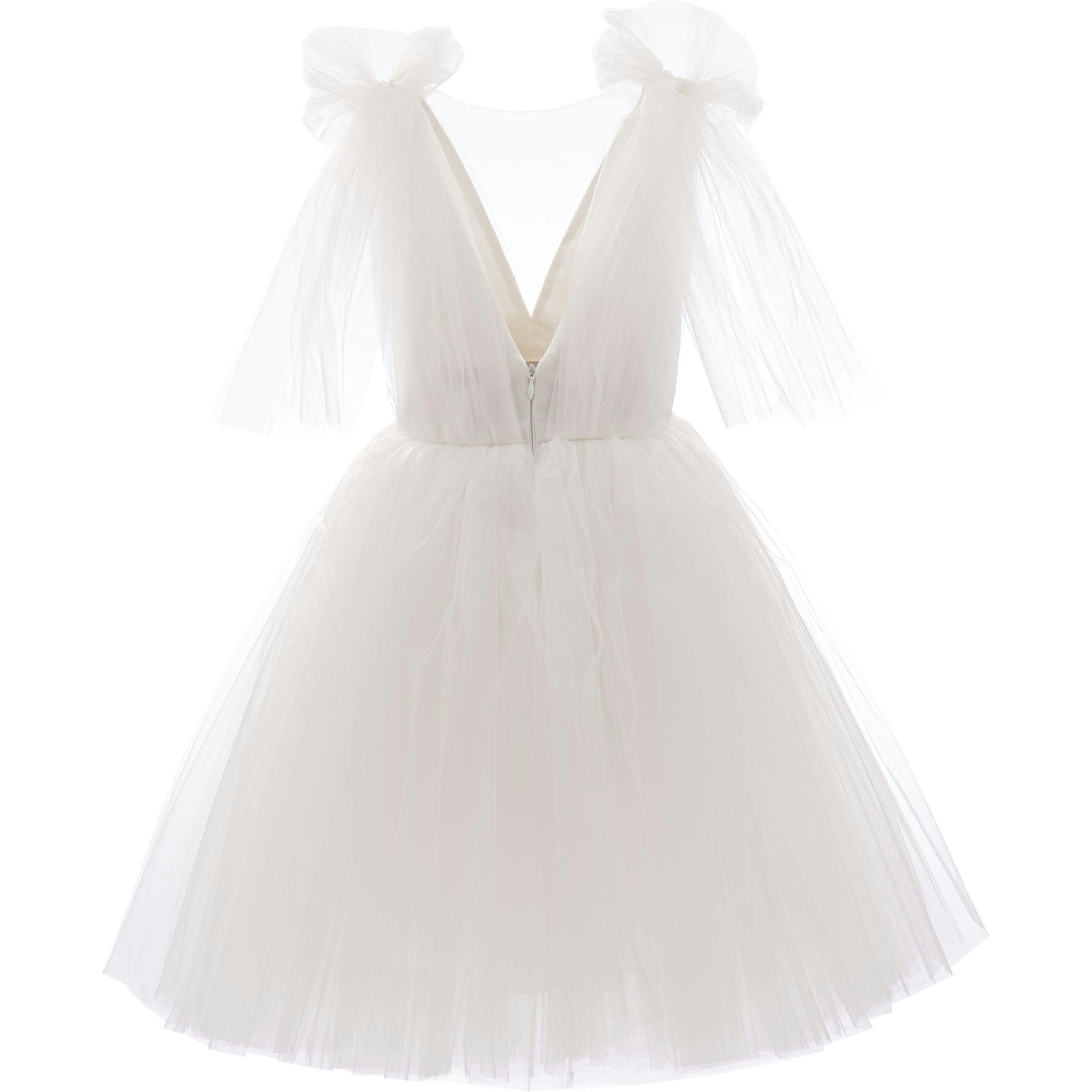 White Aspen Tulle Bow Dress