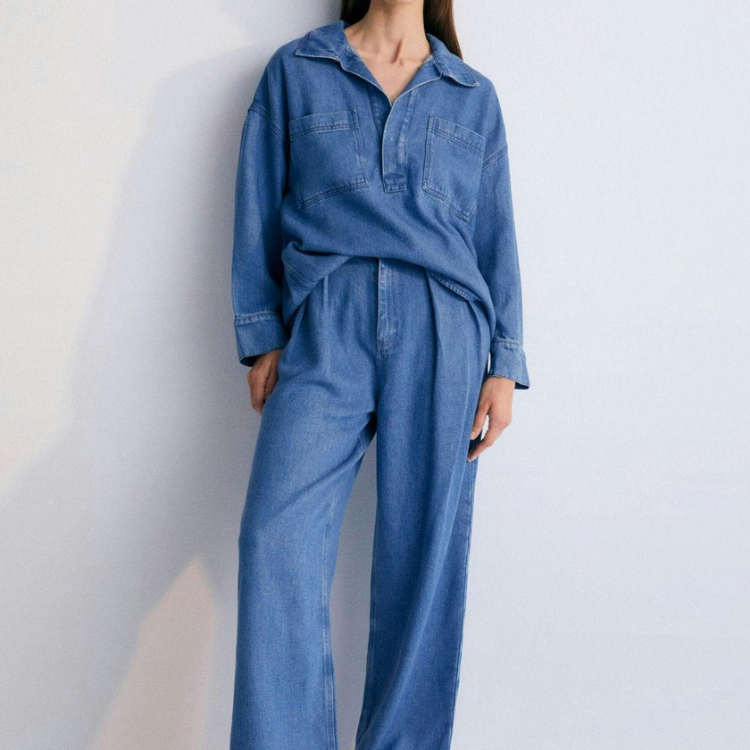 Micenas Woman Pant Mid Blue Denim