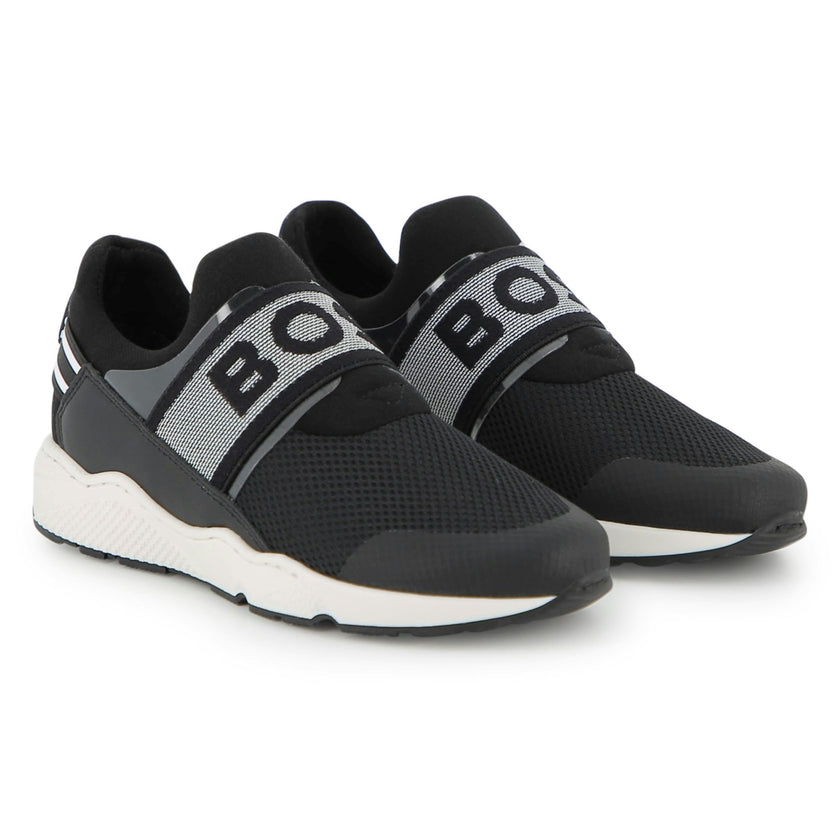 Black Logo Strap Slip-On Sneakers