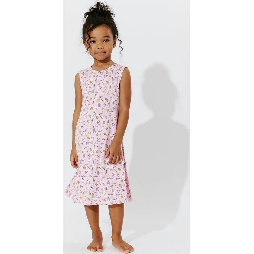 Milk & Cookies Pink Bamboo Girls' Sleeveless Dress