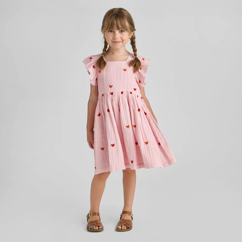 Girls Elsie Dress - Butterfly Embroidery