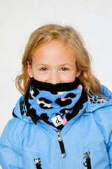 Winter Knit Neckwarmer Blue Leopard Print