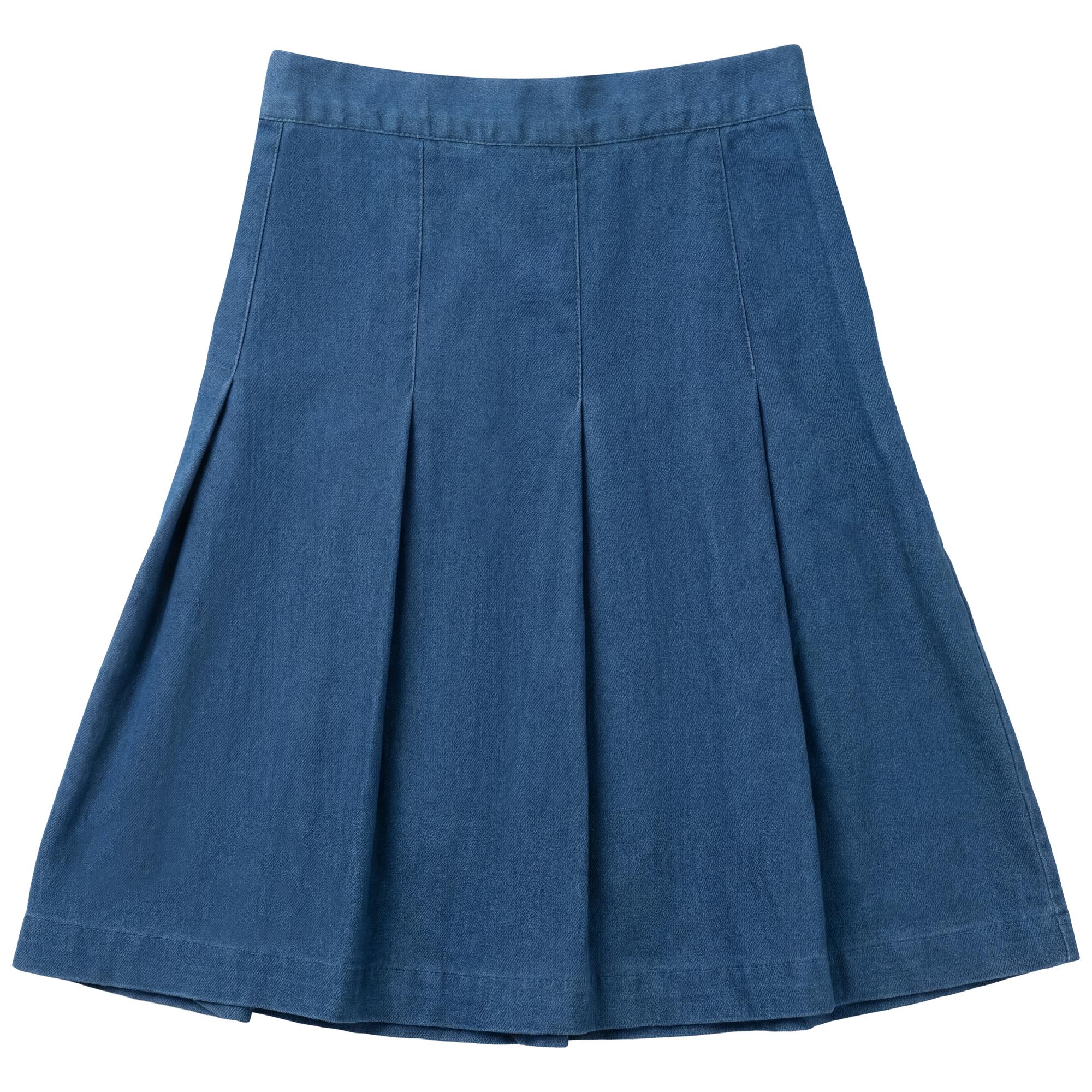 Denim Pleated Skirt