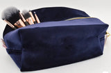 Velvet Zip Pouch, Navy