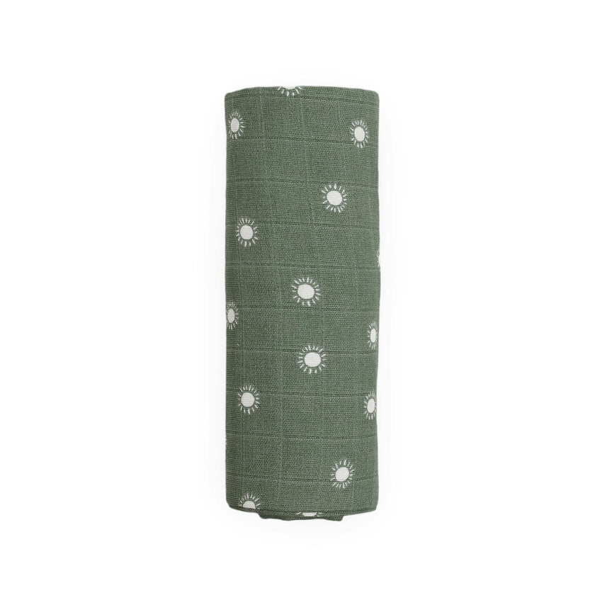 Organic Cotton Muslin Swaddle Blanket - Sage Suns