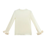 Champagne Top with Satin Ruffle Cuffs