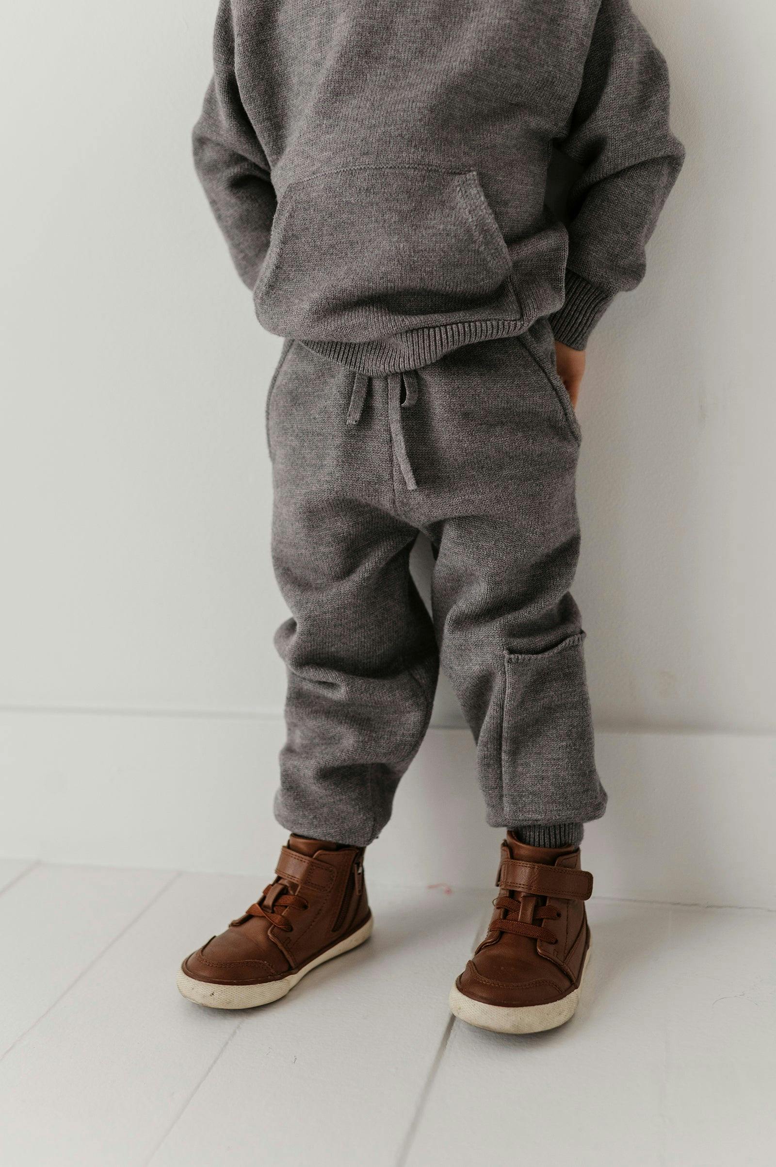 Boys Knit Set in Heather Mid Gray