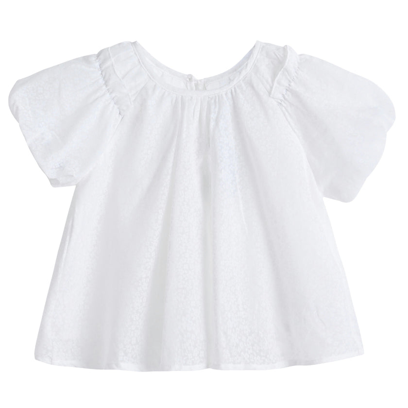 White Lace-Trim Bow Skirt Set