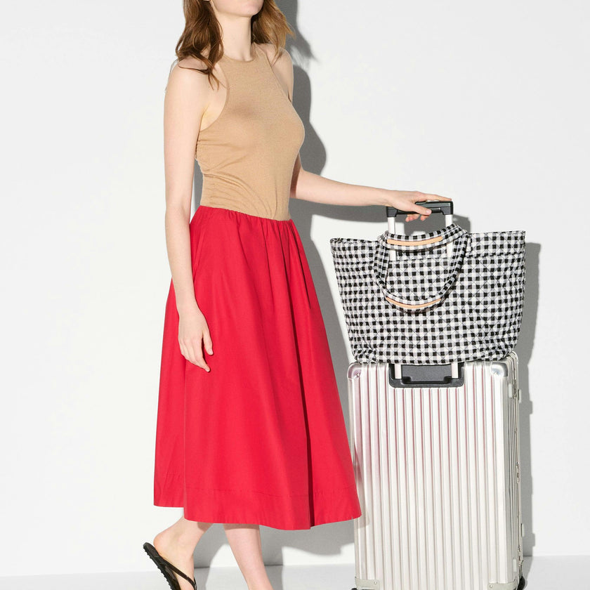 Black/White Gingham Large Metro Tote Deluxe