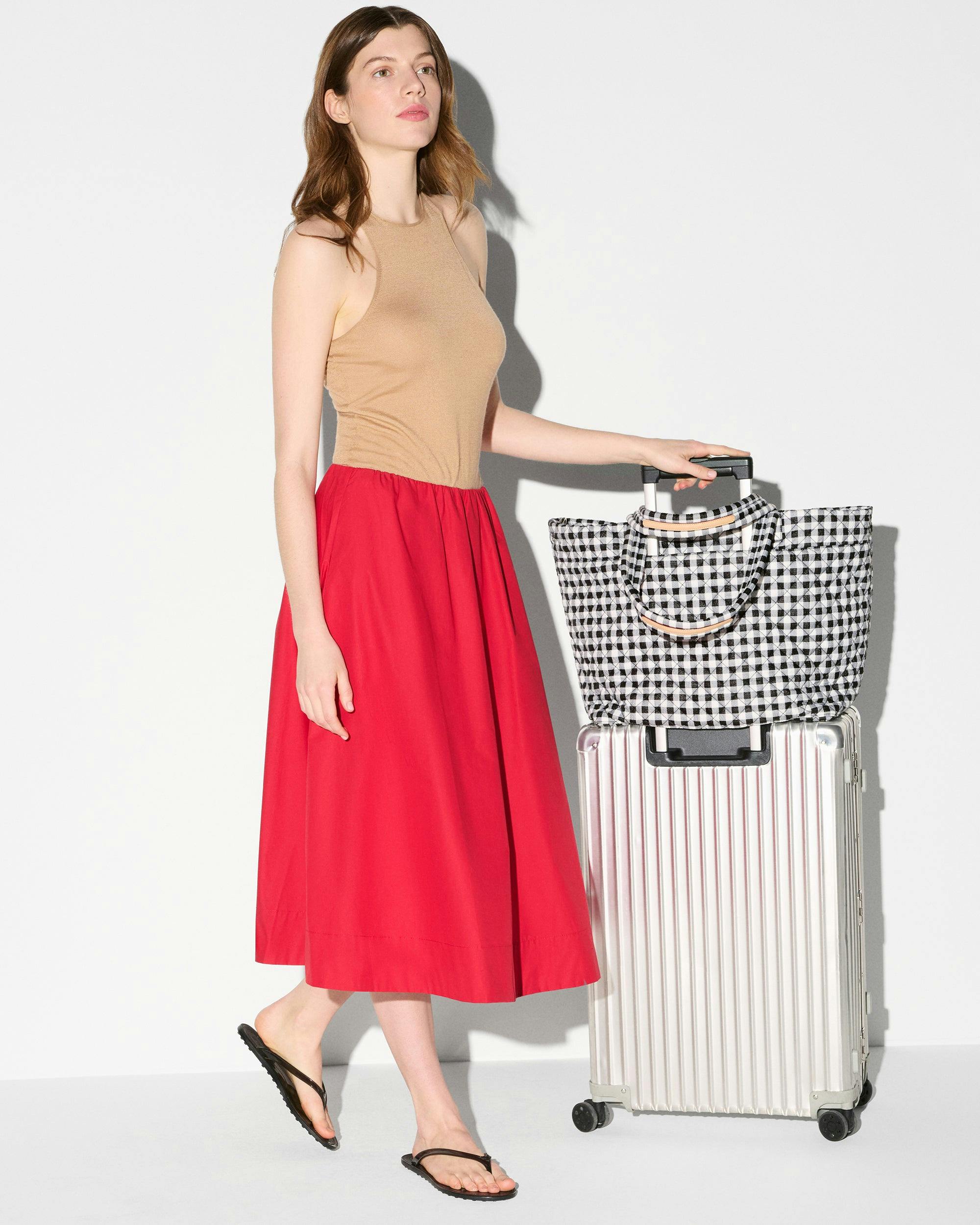Black/White Gingham Large Metro Tote Deluxe