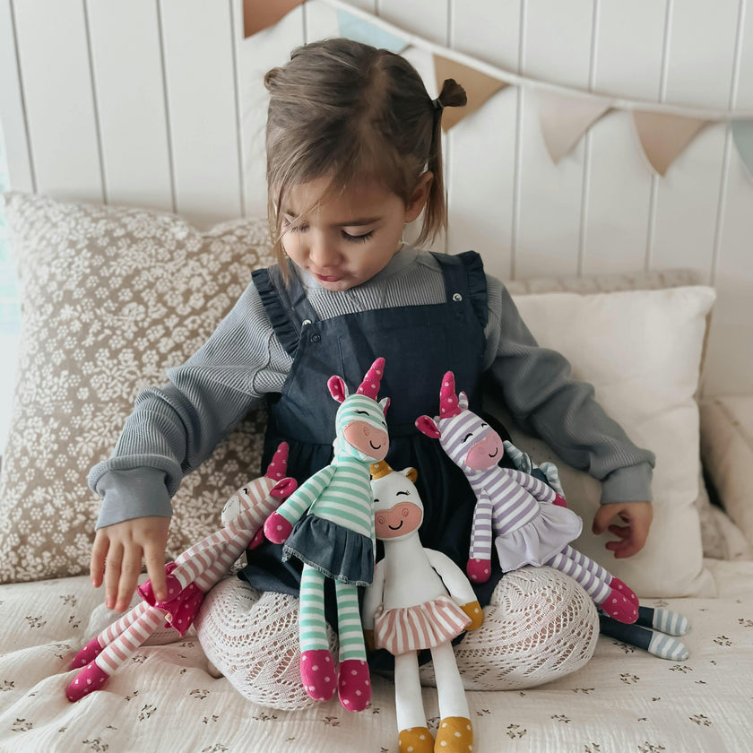 Tiny Dancing Unicorn - Mint Stripe
