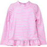 UPF 50+ Ruffle Rash Guard | Sweet Pink Stripe