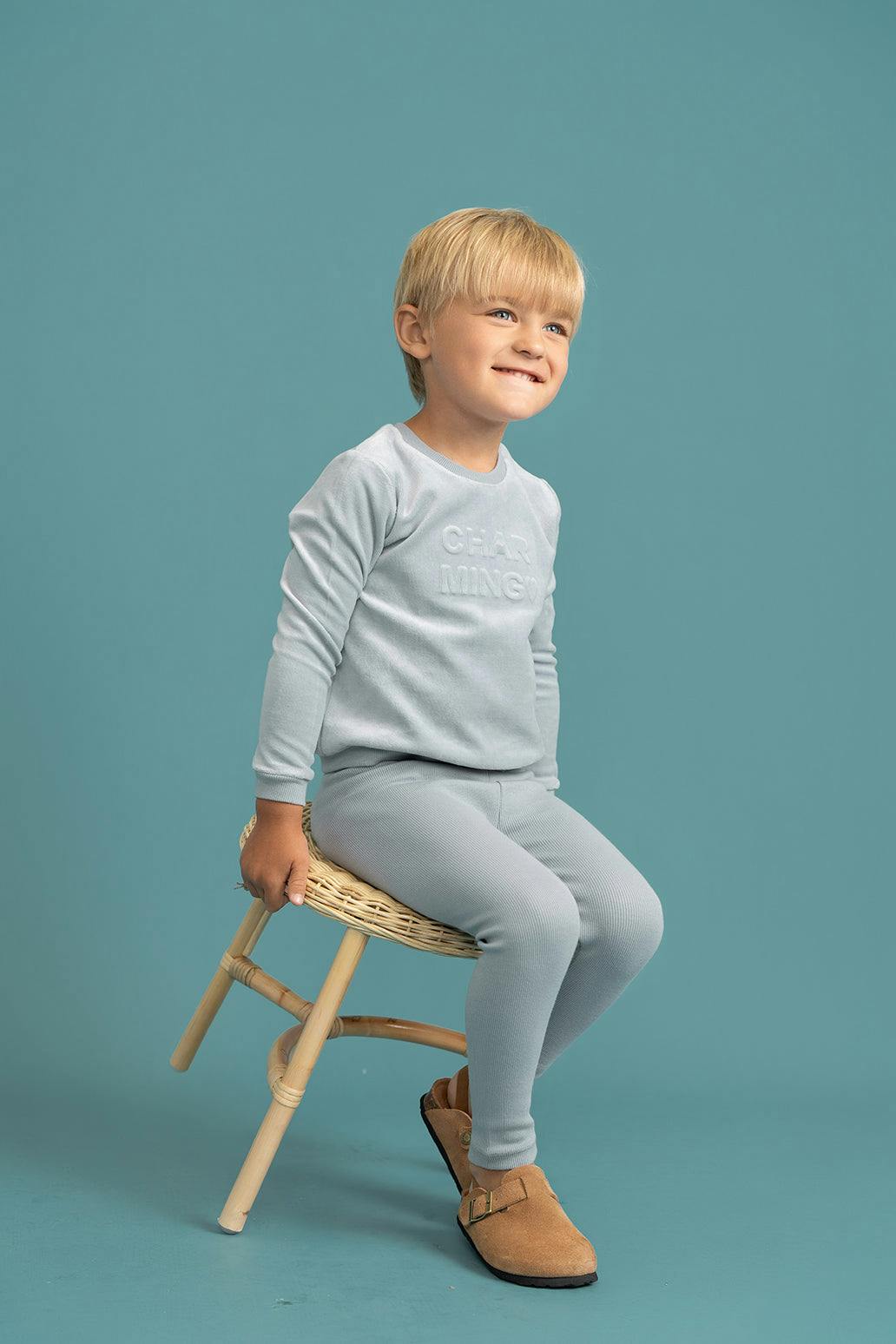 Charming Darling Print Ribbed Elastic Waist Top and Leggings Two Piece Set
