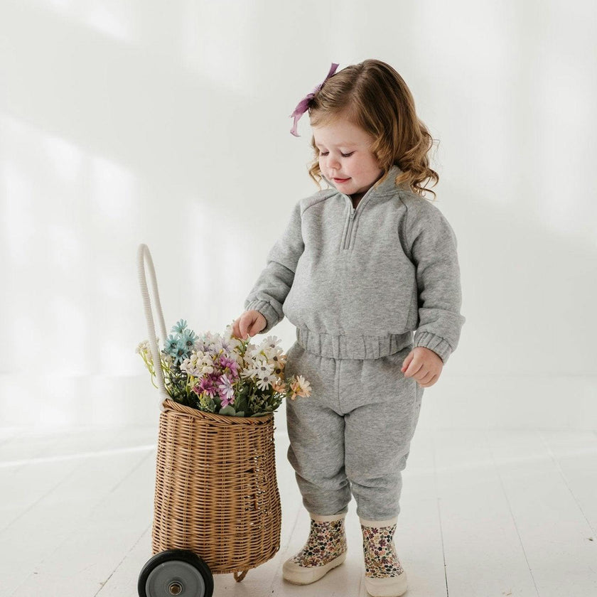 Fleece Zip Set Heather Gray