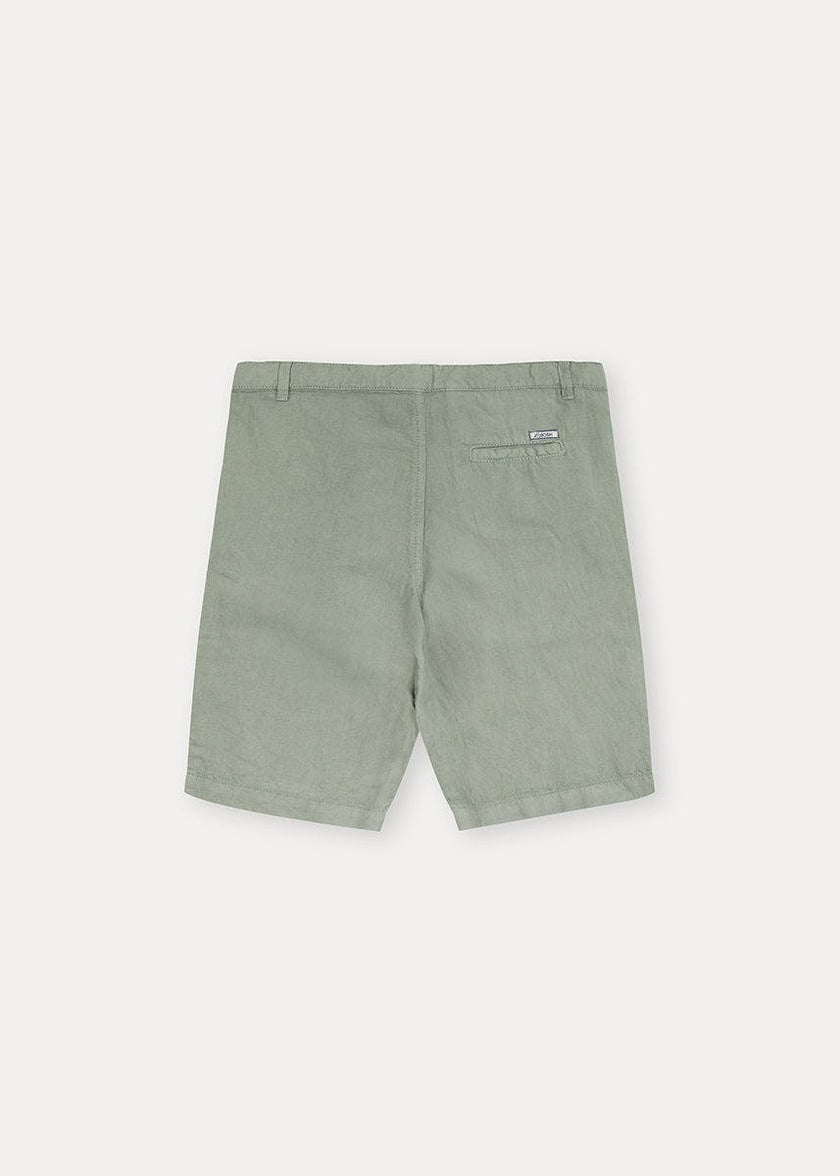 Grey Green Linen Cotton Shorts