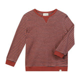 TARQUIN rust/navy brushed stripe sweater