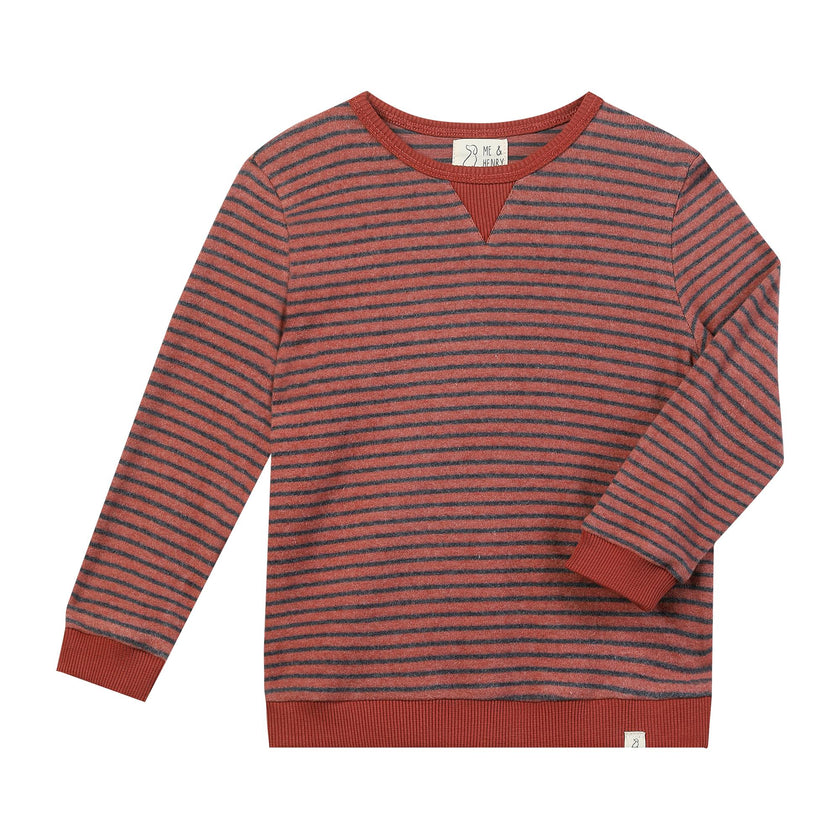TARQUIN rust/navy brushed stripe sweater