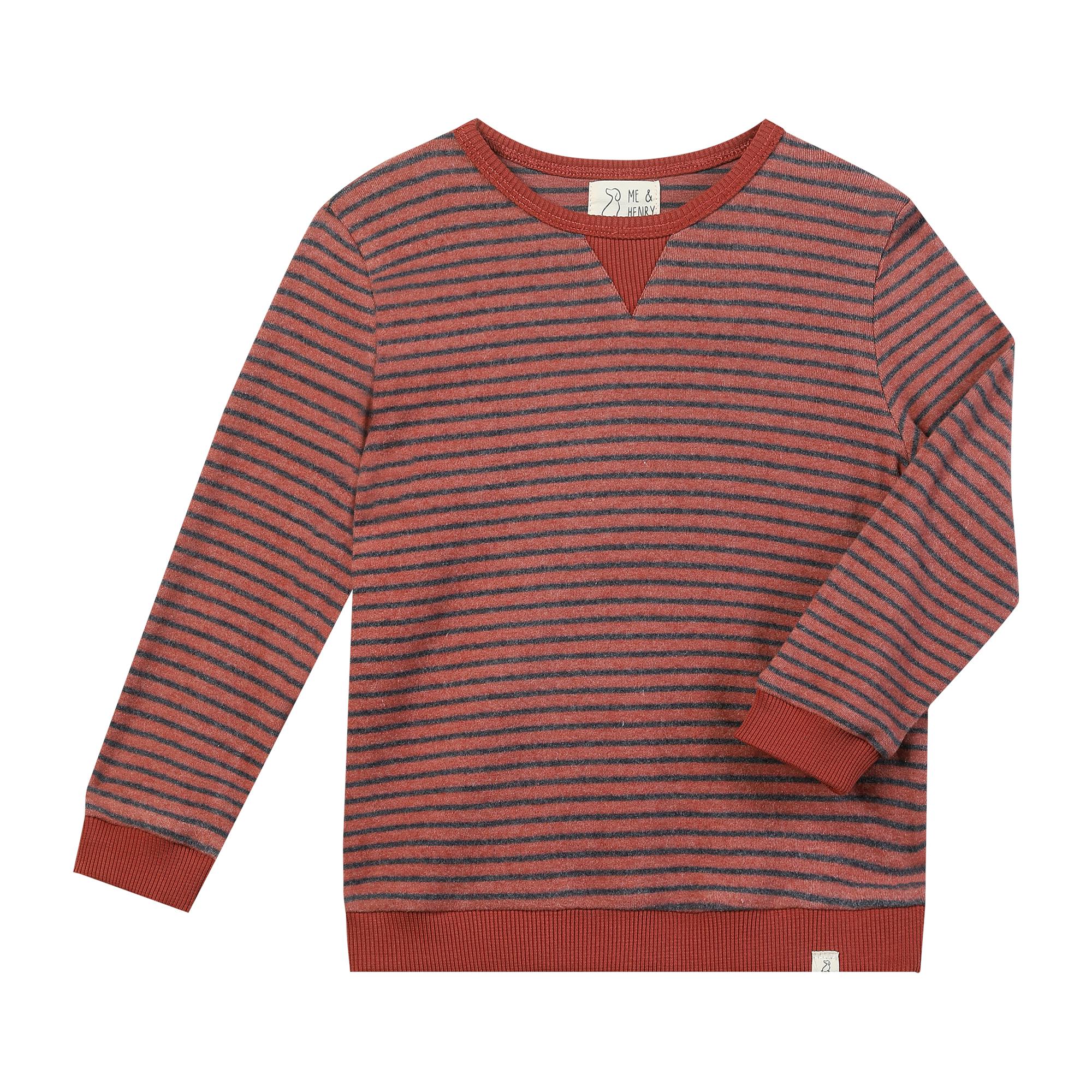 TARQUIN rust/navy brushed stripe sweater