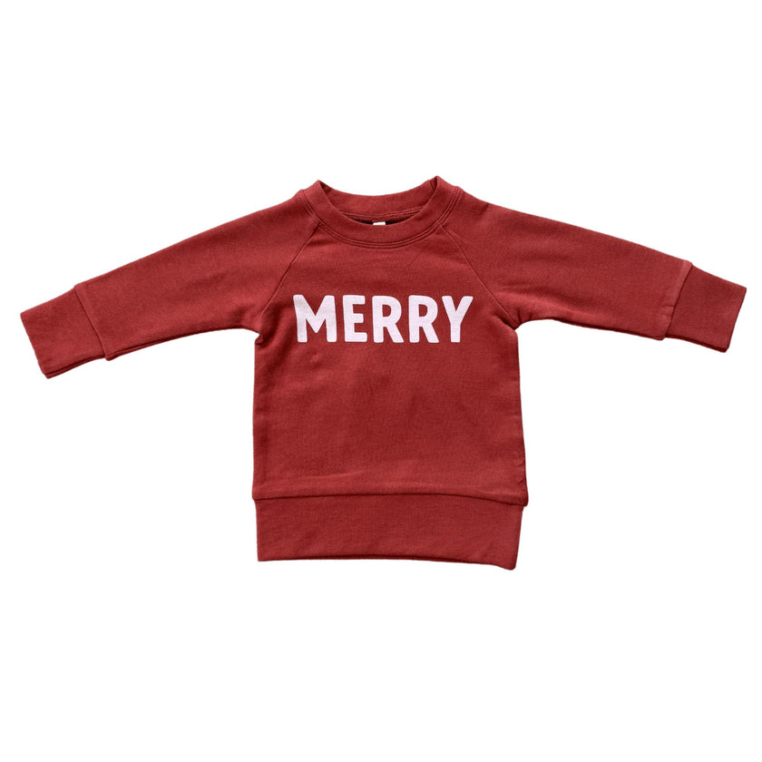 Girls Raglan Sweatshirt in Merry in Berry Red