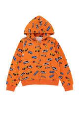 Soft Fleece Zip Up Hoodie, Orange Hot Rod