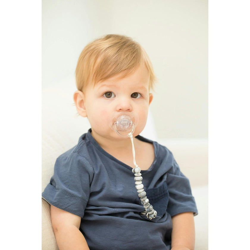 Black Marble Pacifier Clip