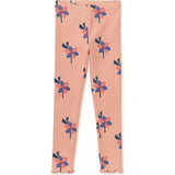 Floral Print Ribbed Elastic Waist Leggings, Yellow