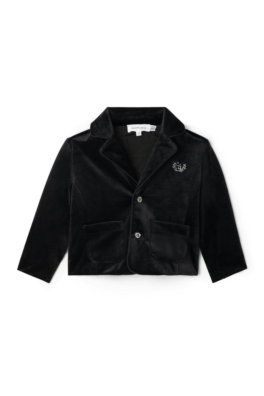 Crest Embroidered Button Front Jacket