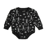 Glow In The Dark Silly Skelly Halloween Long Sleeve Romper