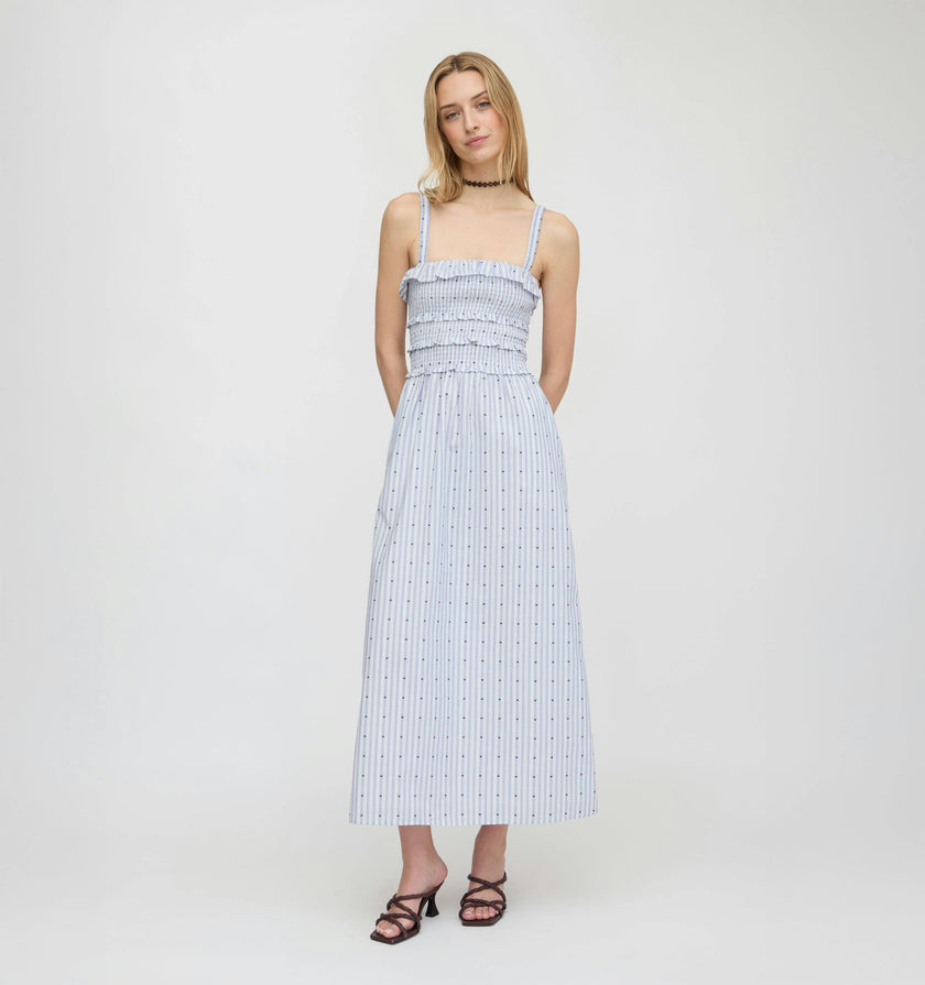 The Analise Nap Dress - Blue Swiss Dot