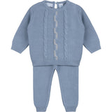 Boys Vertical Cable Knit Set Powder Blue