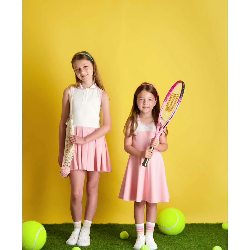 Monica Sleeveless Box Pleat Polo Sport Dress, Pink