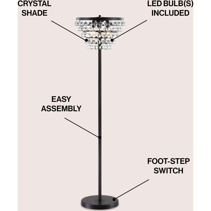 Jemma 60" Crystal/Metal LED Floor Lamp