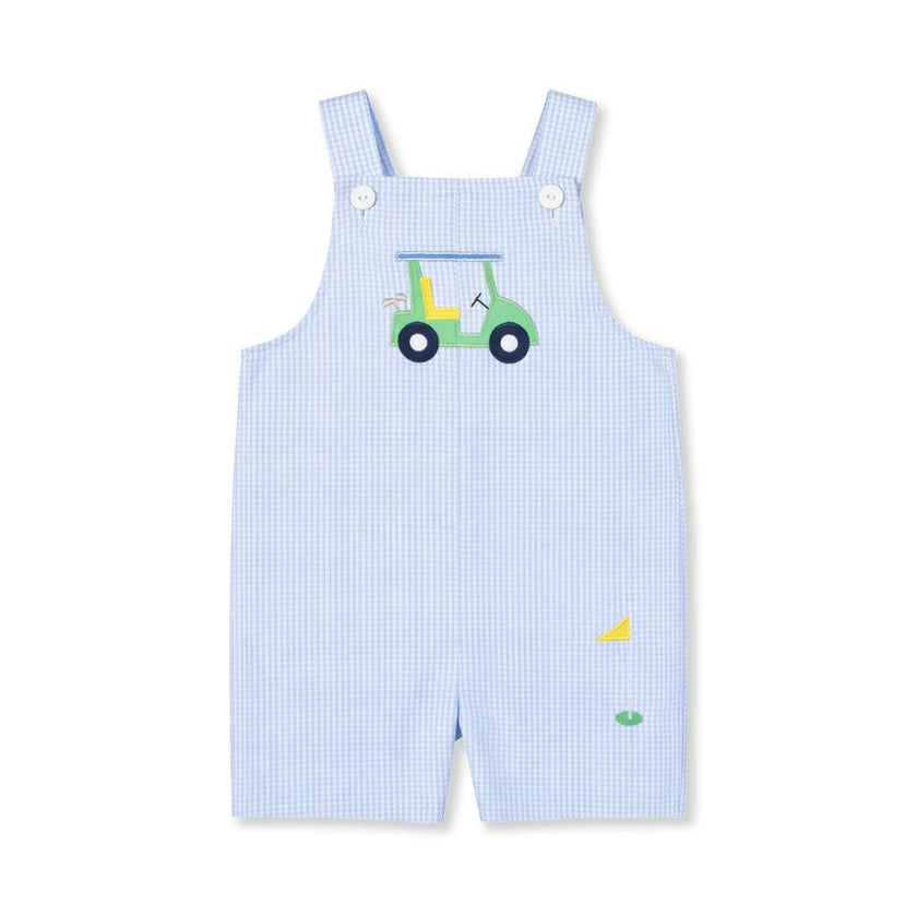 Check Seersucker Shortall With Golf Cart