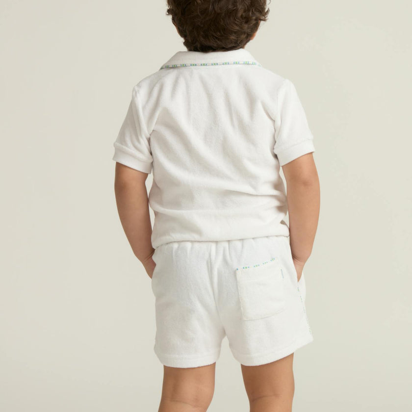boys shell white french terry short