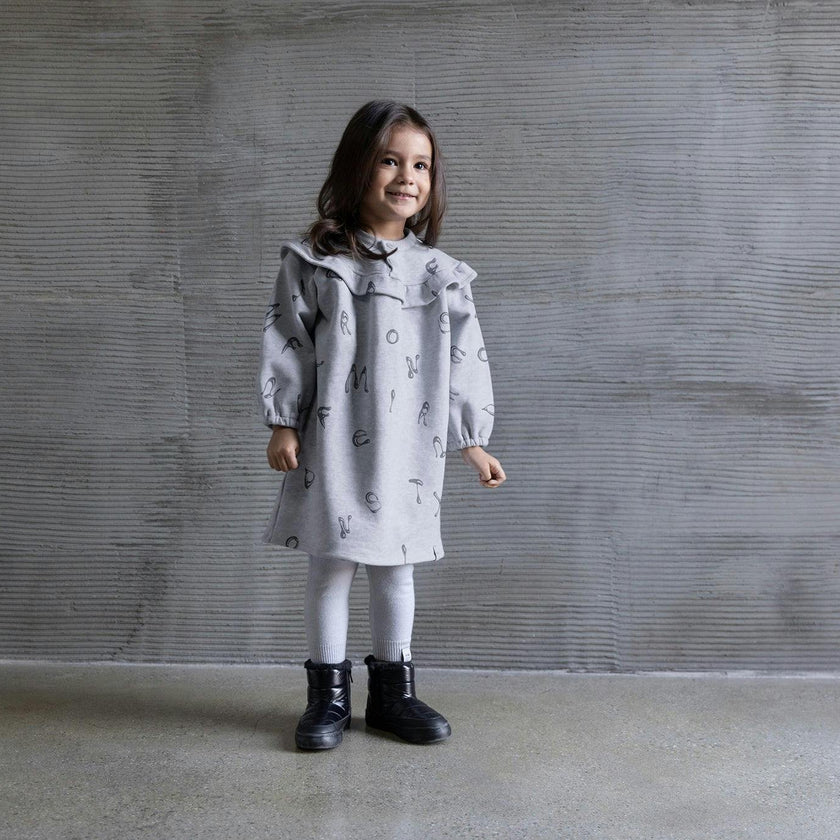Girls Terry Dress With Ruffled Yolk