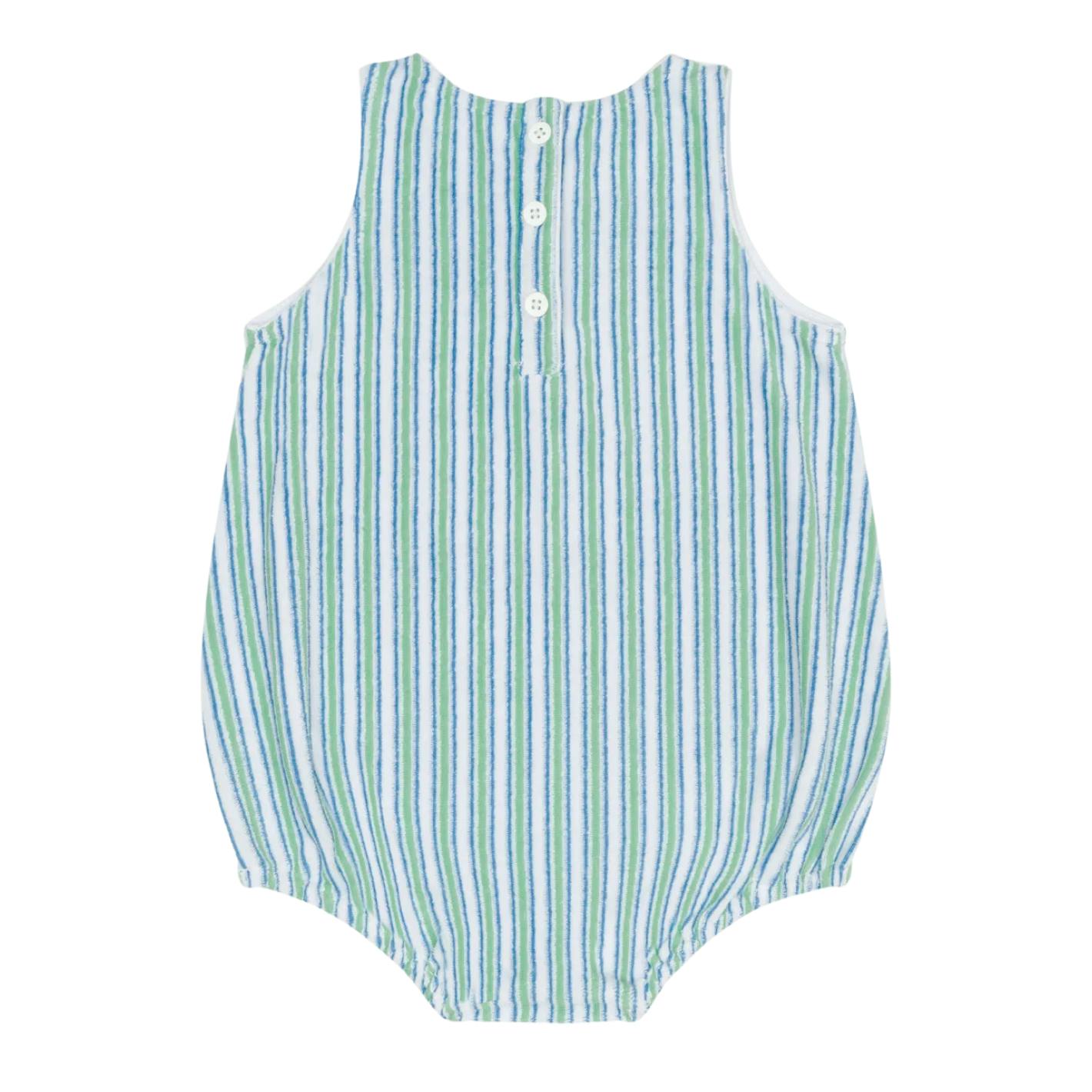 baby tamarin stripe french terry bubble romper